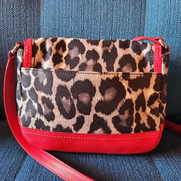 Coach Bag Ocelot Cloth + Red Leather, Animal Print, Crossbody RARE - Picture 2 of 11